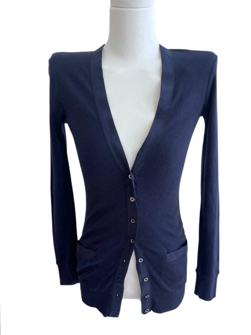 J. Crew NWD Perfect Fit Navy V-Neck Button Down Cardigan Sz XXS *READ*
